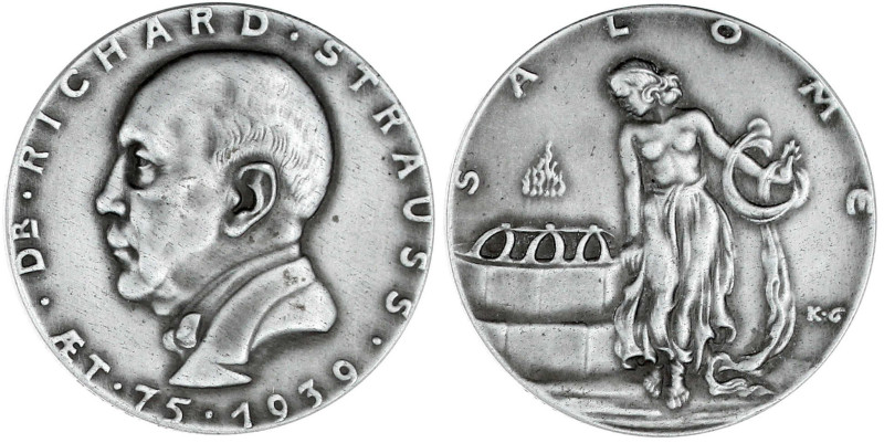 Weißmetallmedaille 1939 auf den 75. Geburtstag Richard Strauss/Salome, 36 mm; 18...