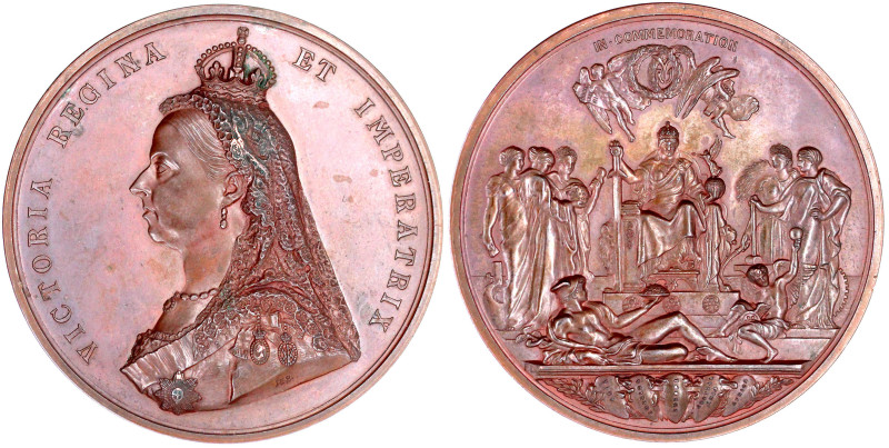 Grosse Bronzemedaille 1887 von Boehm und Leighton. Auf das 50-jährige Regierungs...