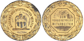 Vergoldete Silbermedaille o.J.(ab 1927). Allianz und Stuttgarter Verein, dem verdienstvollen Mitarbeiter. 36 mm; 14,70 g. vorzüglich/Stempelglanz, kl....