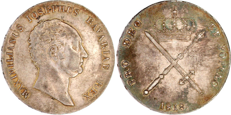 Kronentaler 1818. fast vorzüglich, schöne Patina. Jaeger 14. Thun 44. AKS 44.