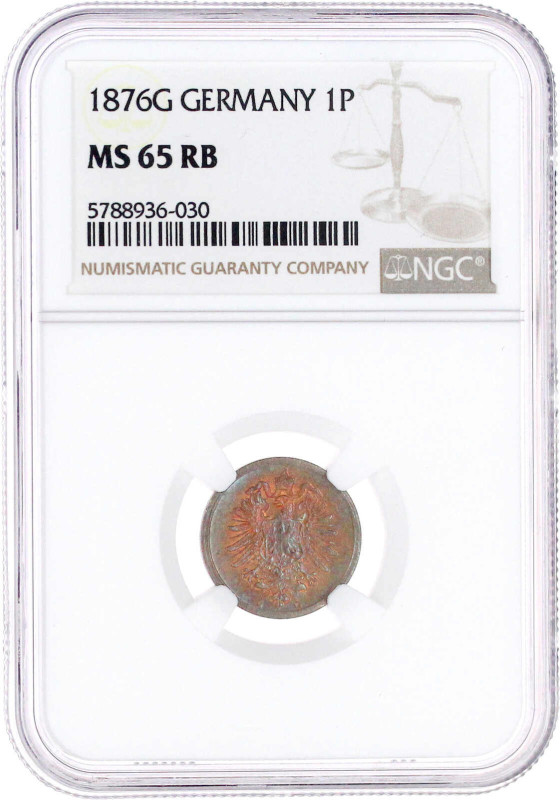 1876 G. Im NGC-Blister mit Grading MS 65 RB (Top Pop, das beste gegradete Ex.). ...