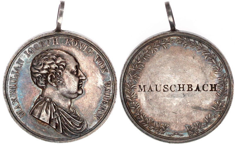 Tragbare silberne Bürgermeistermedaille o.J. von Losch, Gemeinde Mauschbach. 41 ...