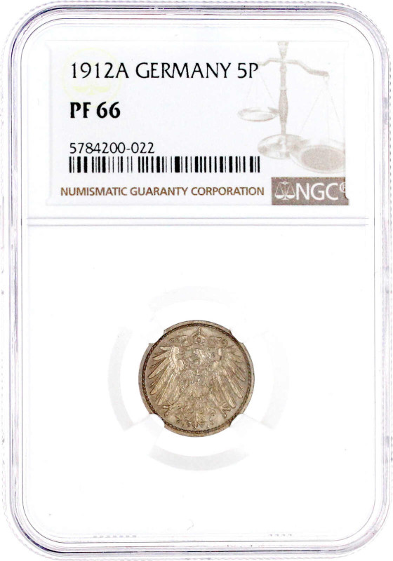 1912 A. Im NGC-Blister mit Grading PF 66 (Top Pop, das beste gegradete Ex.) sehr...