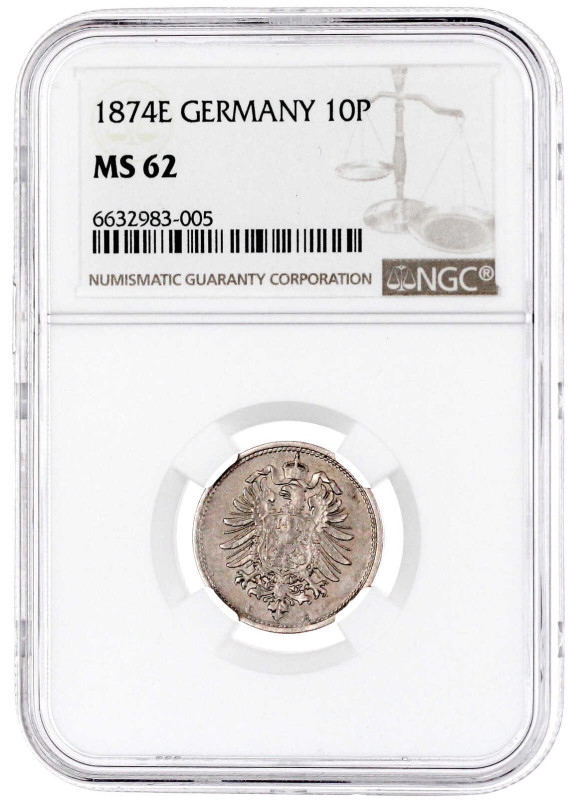 1874 E. NGC Grading MS 62. Jaeger 4.