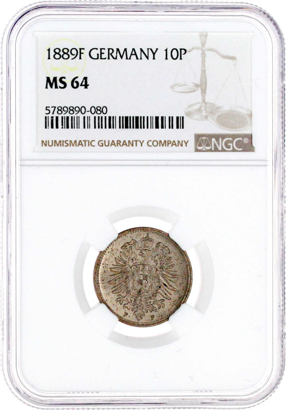 1889 F. Im NGC-Blister mit Grading MS 64 (bisher wurde erst 1 Ex. höher gegradet...