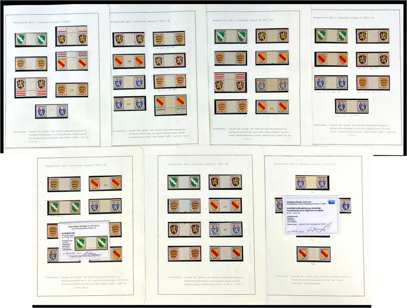 1 Pf. - 30 Pf. Wappen der Länder 1945, komplette postfrische Serie mit allen mög...