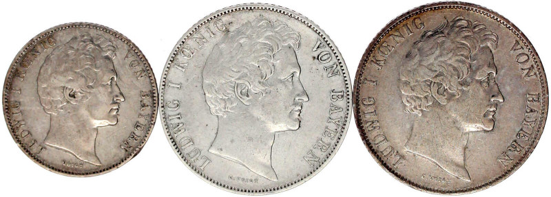 3 Silbermünzen: Gulden 1840 und 1844, 1/2 Gulden 1845. alle sehr schön