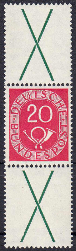 20 Pf. Posthorn (Zusammendruck) 1951, sauber in postfrischer Luxuserhaltung, uns...