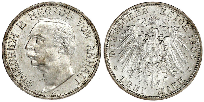 3 Mark 1909 A. vorzüglich/Stempelglanz. Jaeger 23.