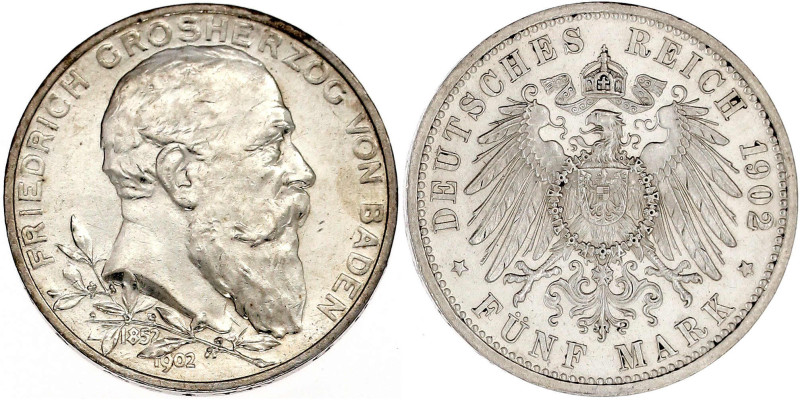 5 Mark 1902. 50 jähriges Regierungsjubiläum. vorzüglich. Jaeger 31.