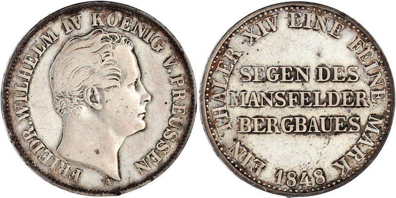 Ausbeutetaler 1848 A. sehr schön. Jaeger 75. Thun 257. AKS 75.