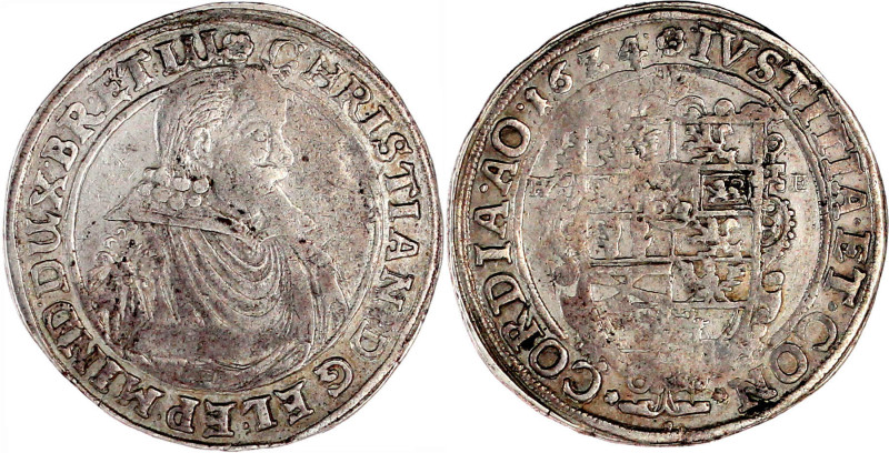 1/2 Reichstaler 1624 HV-E, Osterode Brustbild n.r./Wappen. 14,49 g. sehr schön, ...