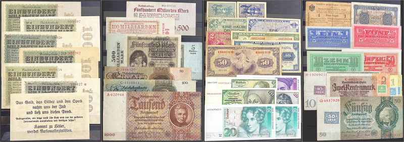 Sammlung von ca. 230 Geldscheinen, dabei überwiegend Reichsbanknoten aber auch A...