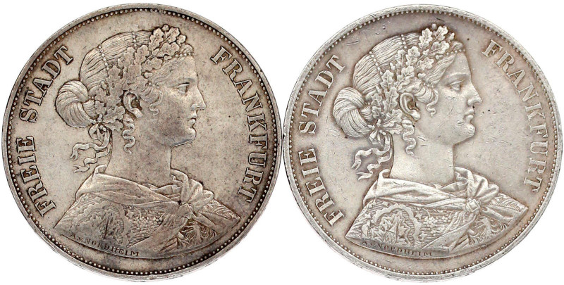 2 X Vereinsdoppeltaler: 1861 und 1866. beide sehr schön, min. Randfehler. Jaeger...