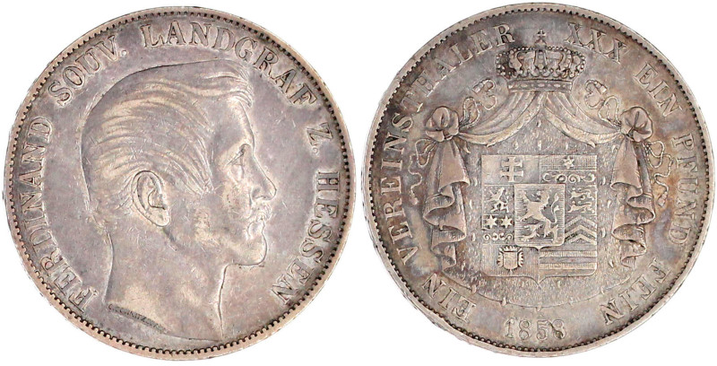 Vereinstaler 1858. sehr schön, kl. Randfehler. Jaeger 91. Thun 202. AKS 172.