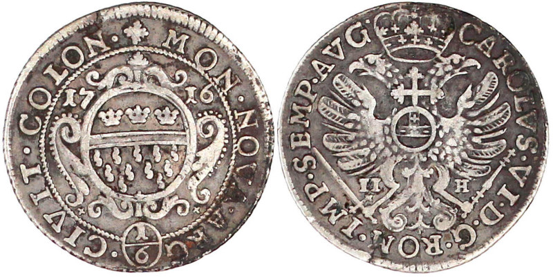 1/6 Taler 1716. sehr schön, kl. Randkerbe. Noss 578.