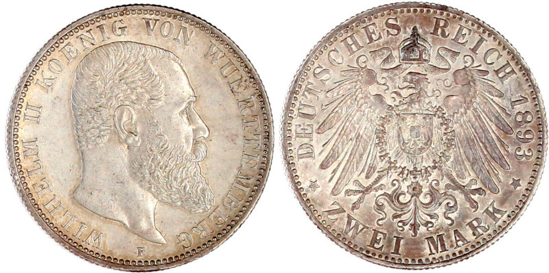 2 Mark 1893 F vorzüglich. Jaeger 174.