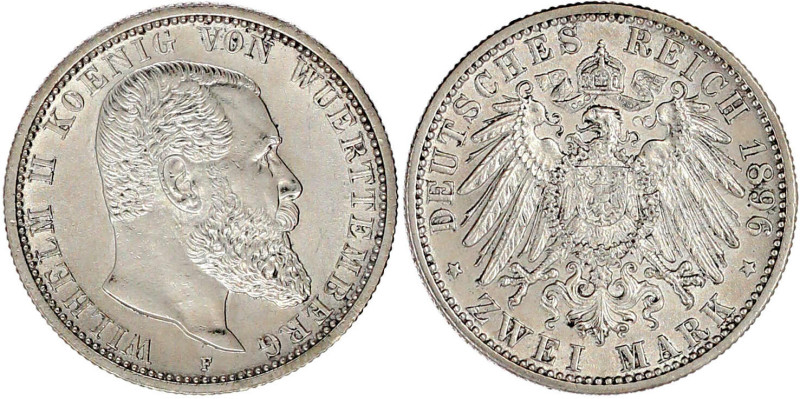 2 Mark 1896 F. vorzüglich/Stempelglanz, etwas berieben. Jaeger 174.