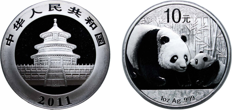 China People's Republic of China 2011 10 Yuan (Panda) Silver (.999) (3000000) 31...