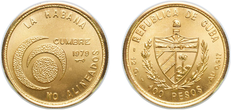 Cuba Second Republic 1979 100 Pesos (Nonaligned Nations Conference) Gold (.917) ...