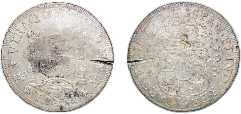 Mexico Spanish colony 1761 Mo MM 8 Reales - Carlos III Silver (.917) Mexico City...