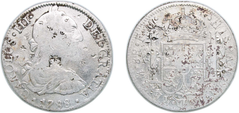 Mexico Spanish colony 1788 Mo FM 8 Reales - Carlos III Silver (.903) Mexico City...