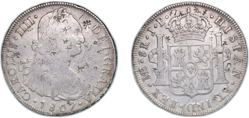 Peru Spanish colony 1807 LIMAE JP 8 Reales - Carlos IV Silver (.896) Lima Mint (...