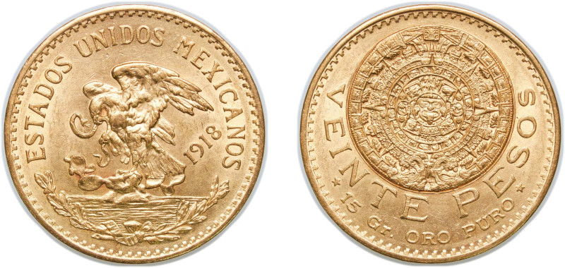 Mexico United Mexican States 1918 20 Pesos Gold (.900) Mexico City Mint (2831000...