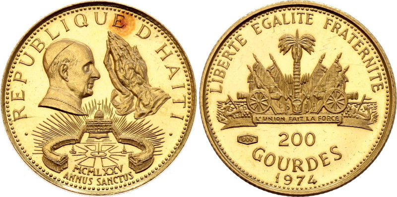 Haiti 200 Gourdes 1974
KM# 115, N# 86844; Gold (.900) 2.91 g.; Holy Year; Minta...