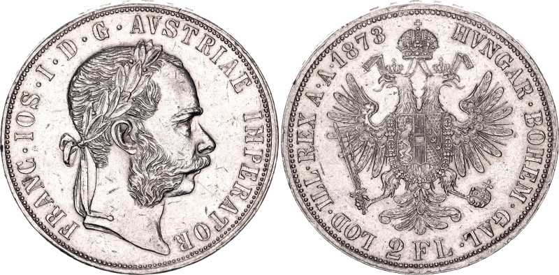 Austria 2 Florin 1873
KM# 2233, N# 33640; Silver 24.66 g.; Franz Joseph I; Mint...