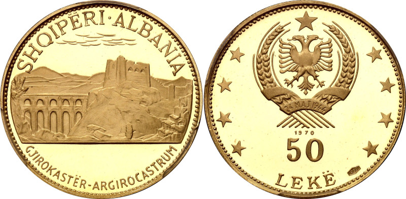 Albania 50 Leke 1970 PCGS PR66 DCAM
KM# 53.3, Fr# 21, N# 33929; Gold (.900) 9.8...