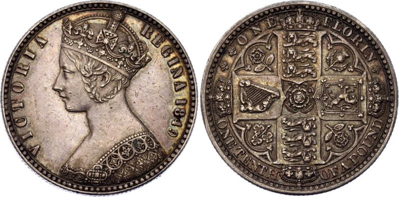 Great Britain 1 Florin 1849
KM# 745, N# 12805; Silver 11.30 g.; Victoria; AUNC ...