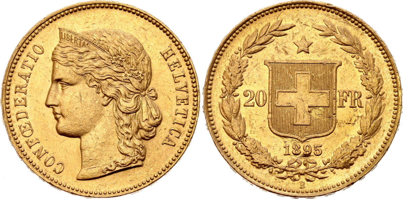 Switzerland 20 Francs 1895 B
KM# 31.3, HMZ 2# 1194, N# 20901; Gold (.900) 6.45 ...