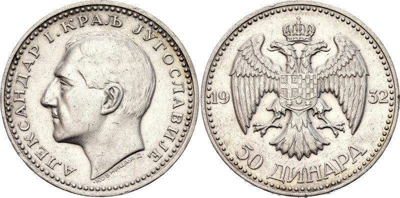 Yugoslavia 50 Dinara 1932
KM# 16, N# 16520; Silver 23.30 g.; Alexander I; Belgr...