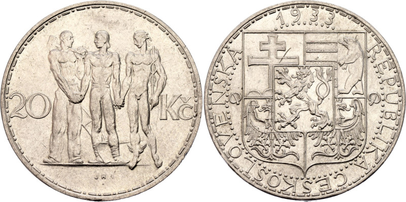 Czechoslovakia 20 Korun 1933
KM# 17, N# 12629; Silver 12.00 g.; Kremnitz Mint; ...