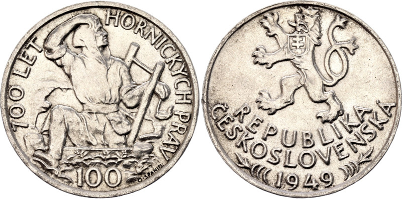 Czechoslovakia 100 Korun 1949
KM# 27, Schön# 34, N# 12650; Silver 13.92 g.; 30t...