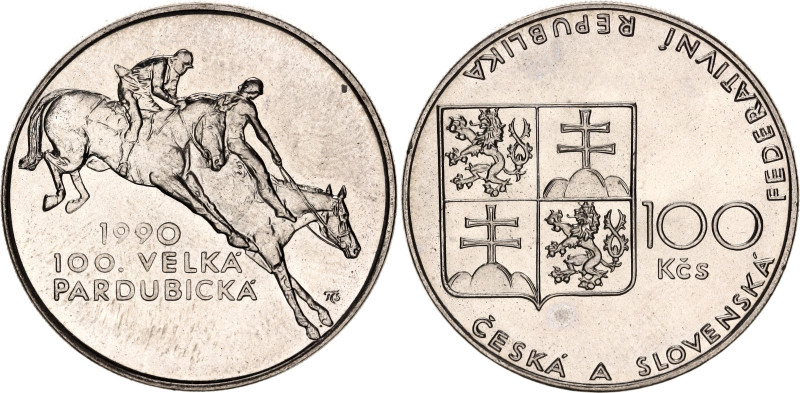 Czechoslovakia 100 Korun 1990
KM# 141, N# 20235; Silver 13.13 g.; 100th Anniver...