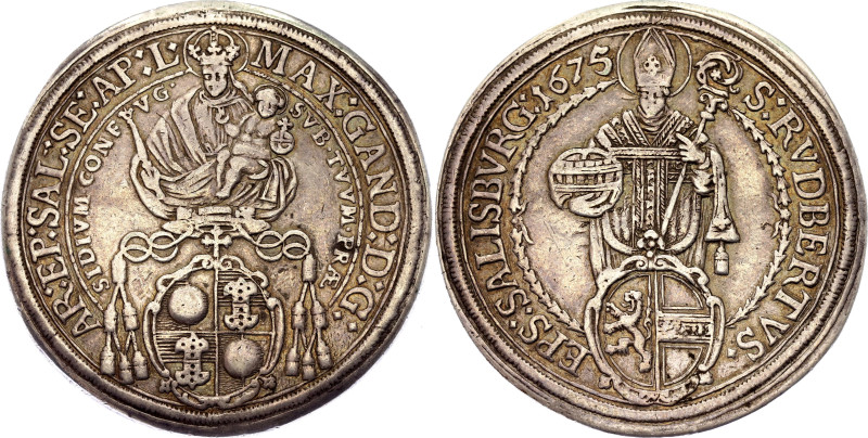 Austrian States Salzburg 1 Taler 1675
KM# 190, N# 50301; Silver; Max Gandolf vo...