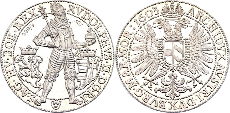 Bohemia 10 Ducat 1603 Modern Restrike in Silver
MB# 308; Silver (.999) 31.40 g....