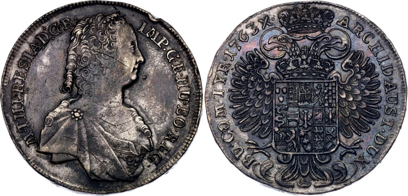 Austria 1 Taler 1763
KM# 1742, N# 39154; Silver 27.82 g.; Maria Theresia; Hall ...