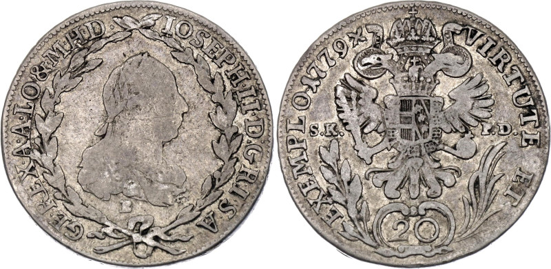 Austria 20 Kreuzer 1779 B SK PD
KM# 2067.1, N# 22599; Silver 6.42 g.; Joseph II...