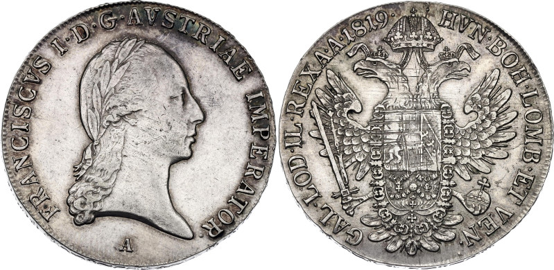 Austria 1 Taler 1819 A
KM# 2162, Dav. 7, N# 15154; Silver 28.00 g.; Franz I; Vi...