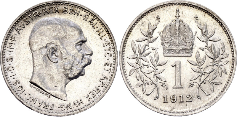 Austria 1 Corona 1912
KM# 2820, N# 7003; Silver 5.00 g.; Franz Joseph I; UNC wi...