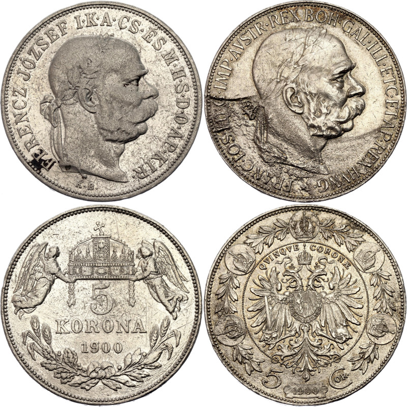 Austria - Hungary 5 Corona - 5 Korona 1900
KM# 2807, 488; Silver., Total weight...