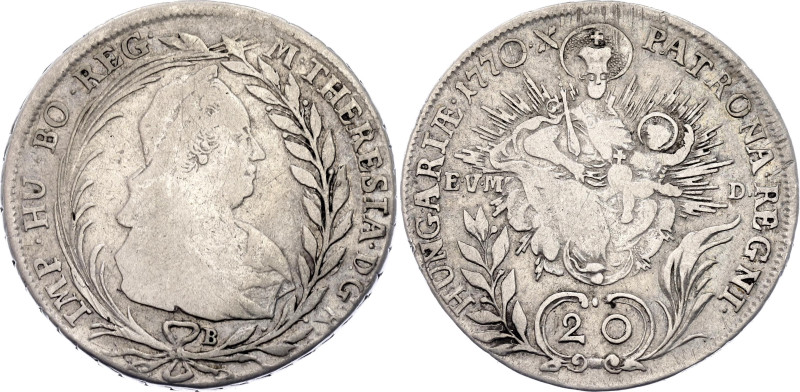 Hungary 20 Krajczar 1770 B EVM D
KM# 381.1, N# 48236; Silver 6.68 g.; Maria The...