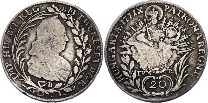 Hungary 20 Krajczar 1771 B EVM D
KM# 381.1, N# 48236; Silver 6.68 g.; Maria The...