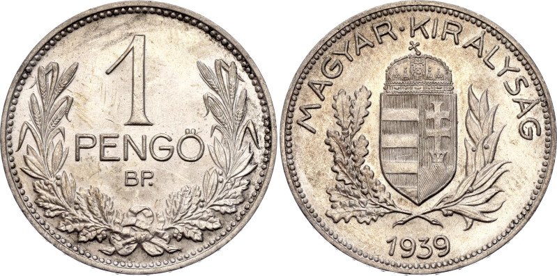 Hungary 1 Pengo 1939 BP
KM# 510, ÉH# 1517, N# 7920; Silver 5.01 g.; Miklós Hort...