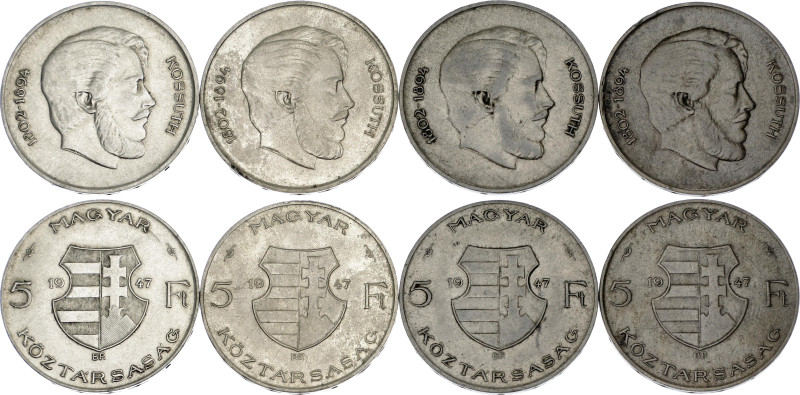 Hungary 4 x 5 Forint 1947 BP
KM# 534a, N# 6939; Silver., Total weight: 47.76 g....