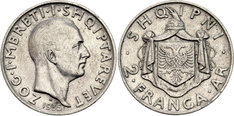 Albania 2 Franga Ari 1935 R
KM# 17, N# 18313; Silver 9.87 g.; Zog I; XF