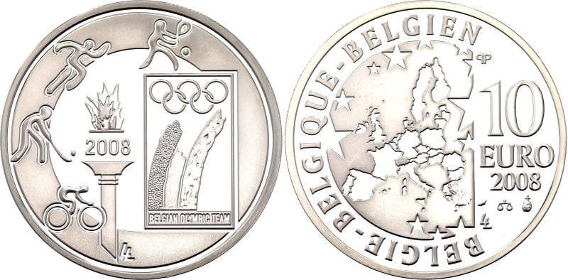 Belgium 10 Euro 2008
KM# 268, LA# BEM-11.13, N# 26356; Silver 18.91 g., Proof; ...